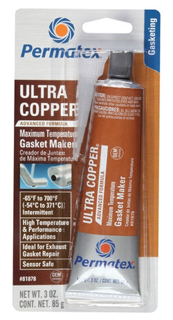 PERMATEX ULTRA COPPER MAXIMUM TEMPERATURE RTV SILICONE GASKET MAKER